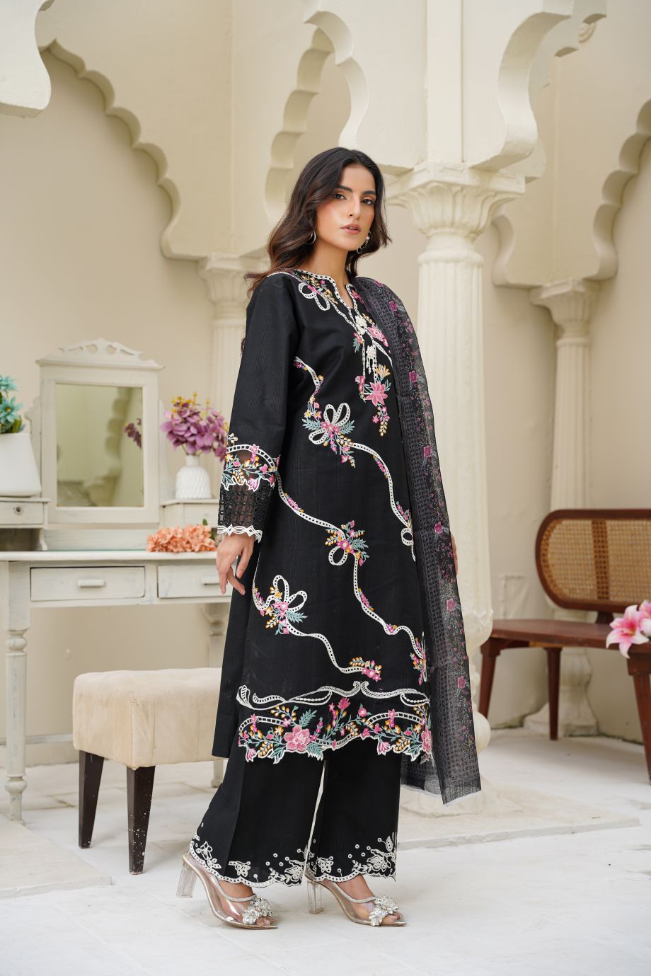 Best Selling - 3 PC Embroidered Flowered Suit