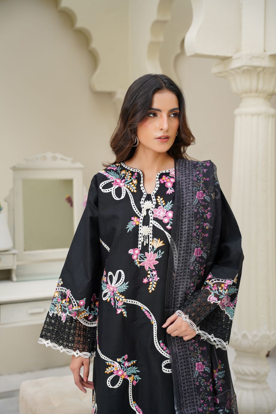 Best Selling - 3 PC Embroidered Flowered Suit