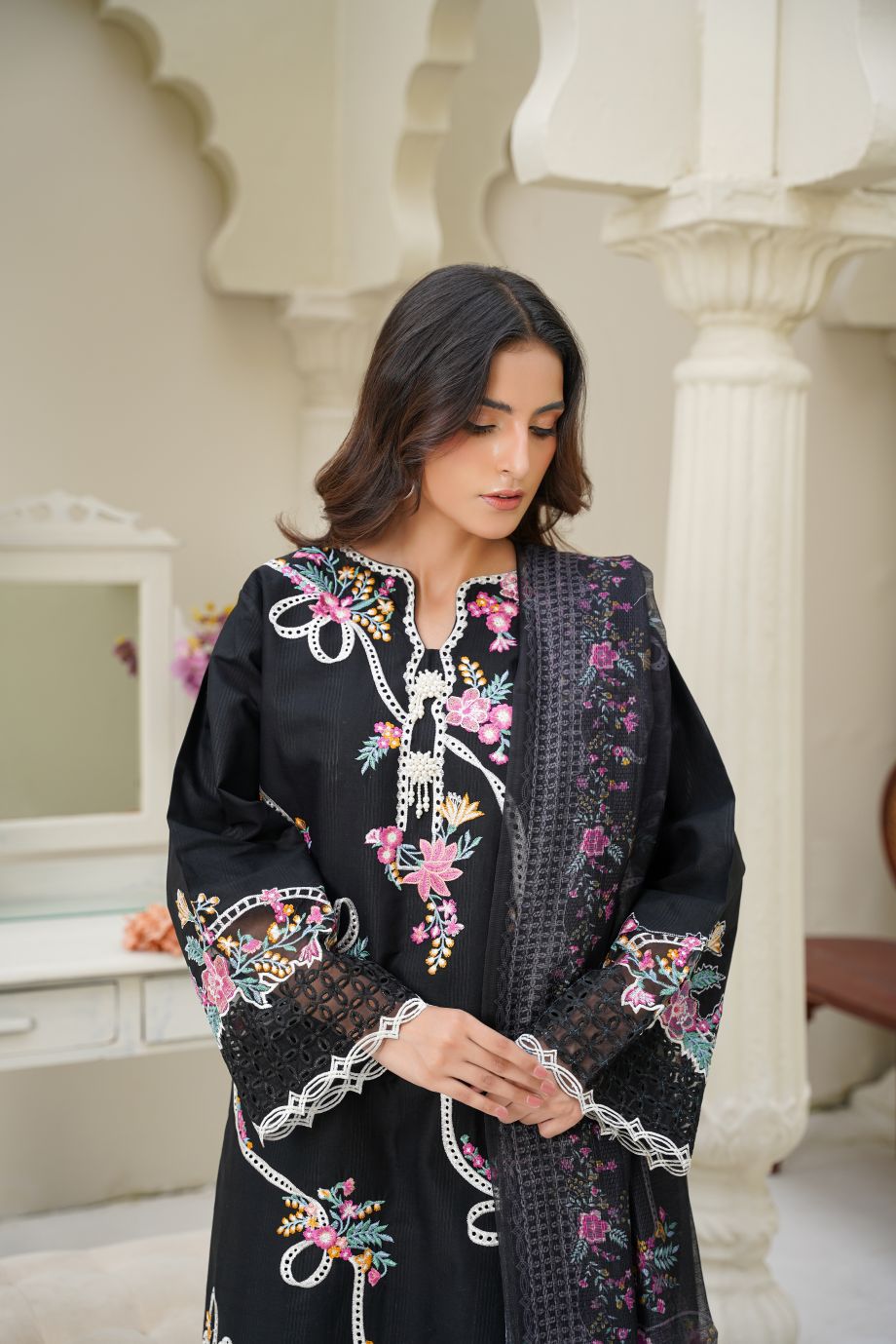 Best Selling - 3 PC Embroidered Flowered Suit
