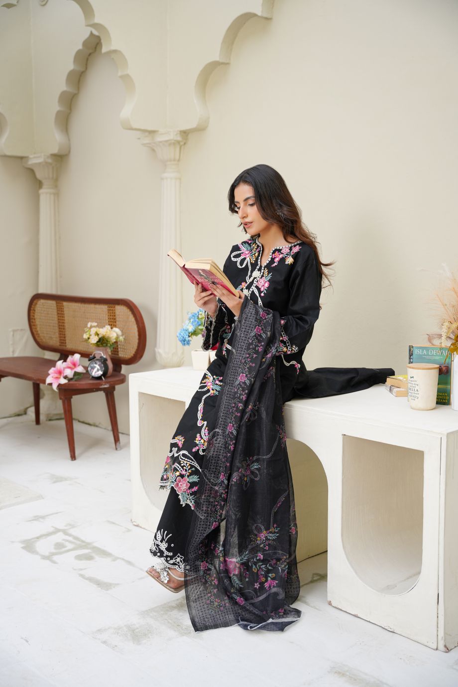 Best Selling - 3 PC Embroidered Flowered Suit