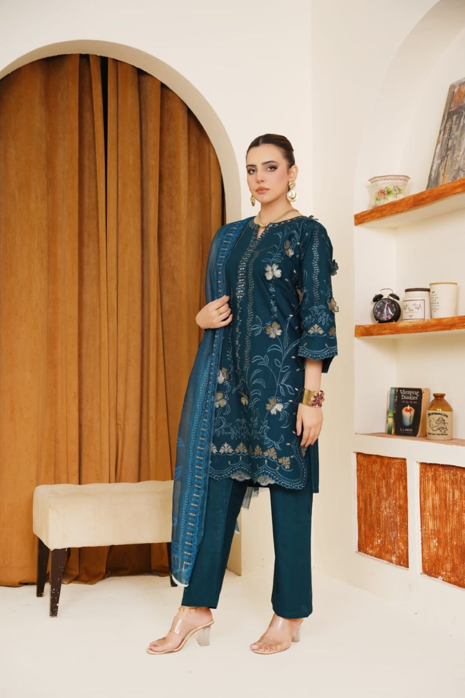 Best Selling - 3 PC Embroidered 3D Design Suit