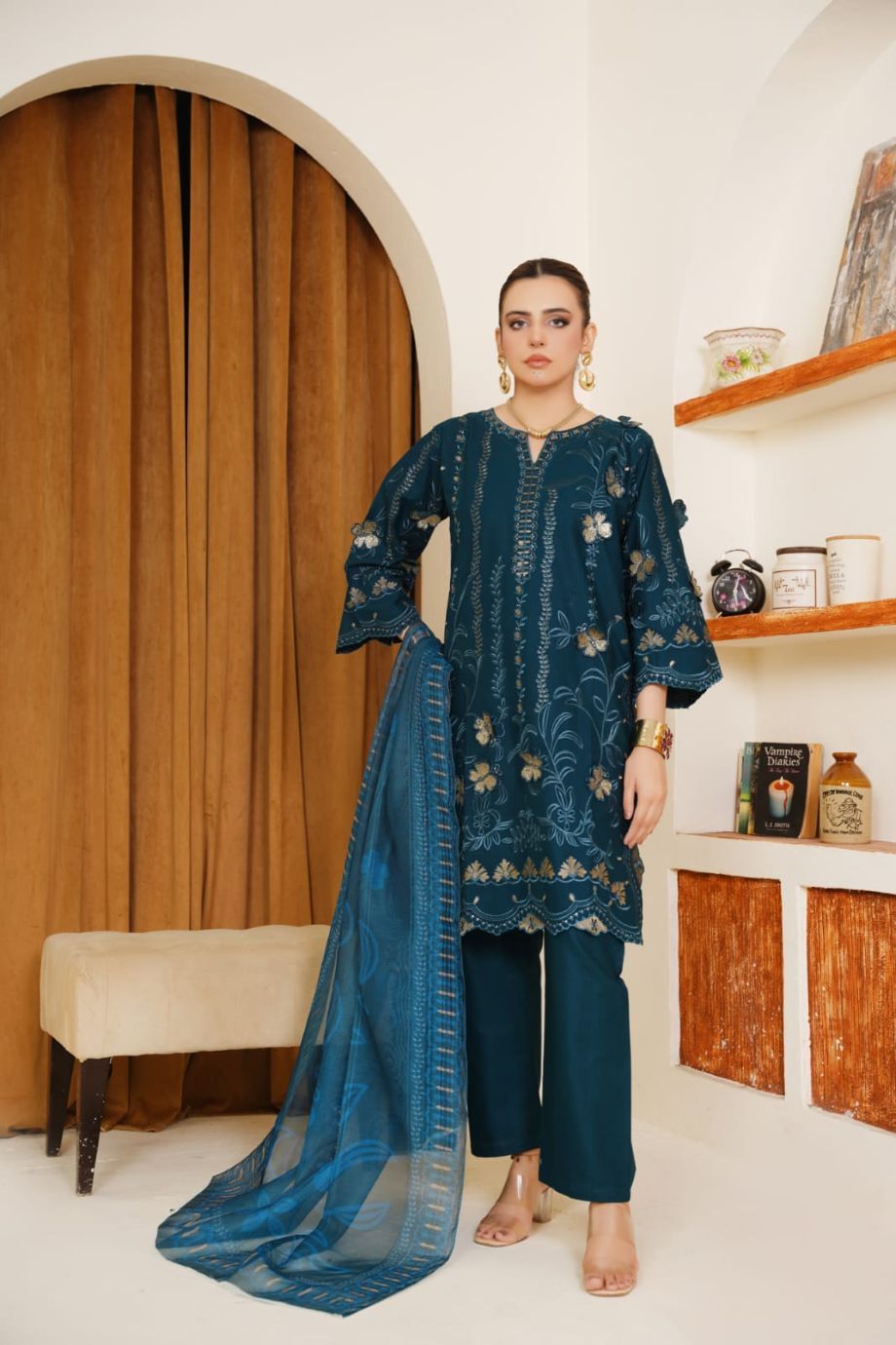 Best Selling - 3 PC Embroidered 3D Design Suit