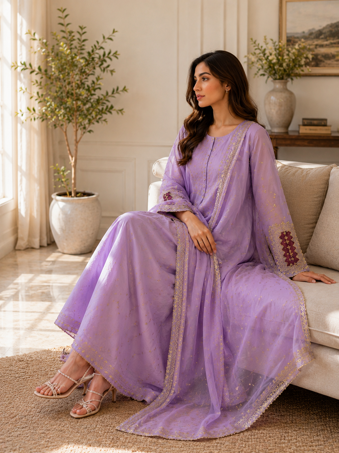 Lavender Grace – 3 Piece Embroidered Cotton Lawn