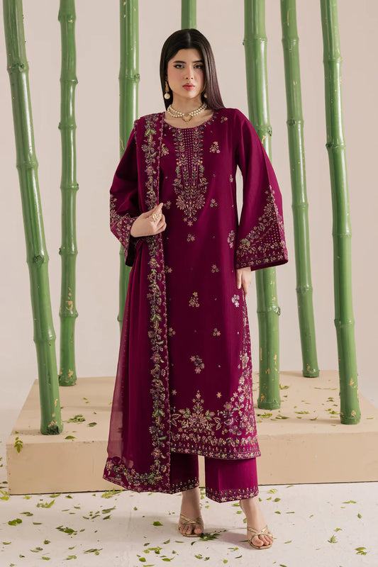 Luxe Plum Edit 3PC Embroidered