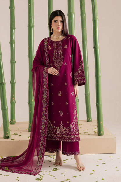 Luxe Plum Edit 3PC Embroidered