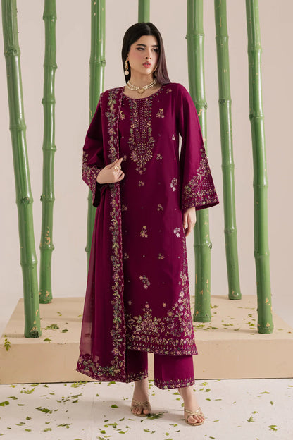 Luxe Plum Edit 3PC Embroidered