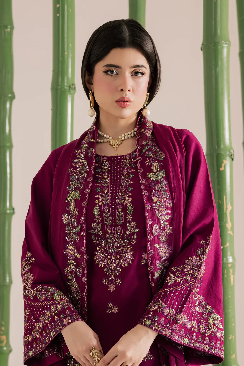 Luxe Plum Edit 3PC Embroidered
