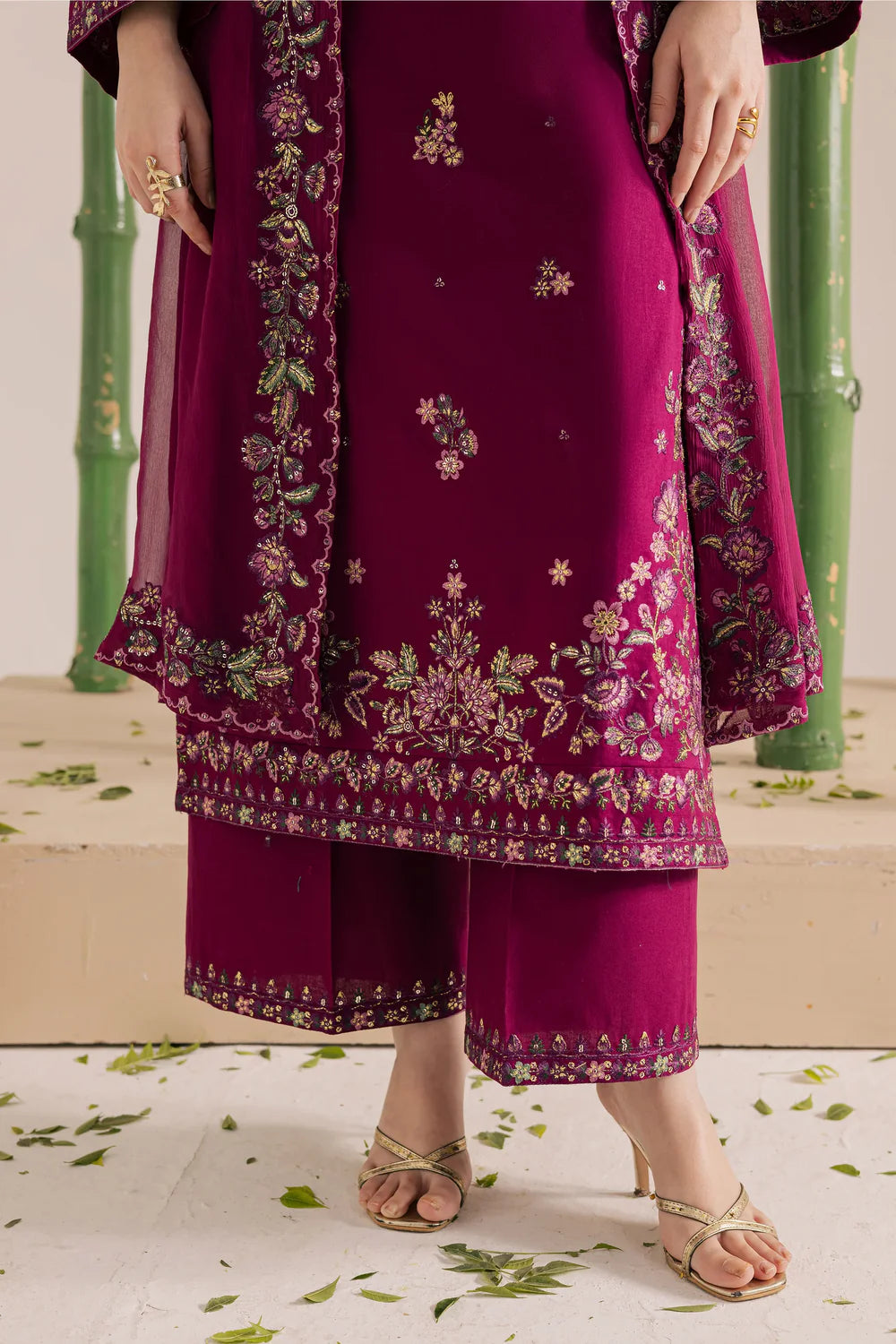 Luxe Plum Edit 3PC Embroidered