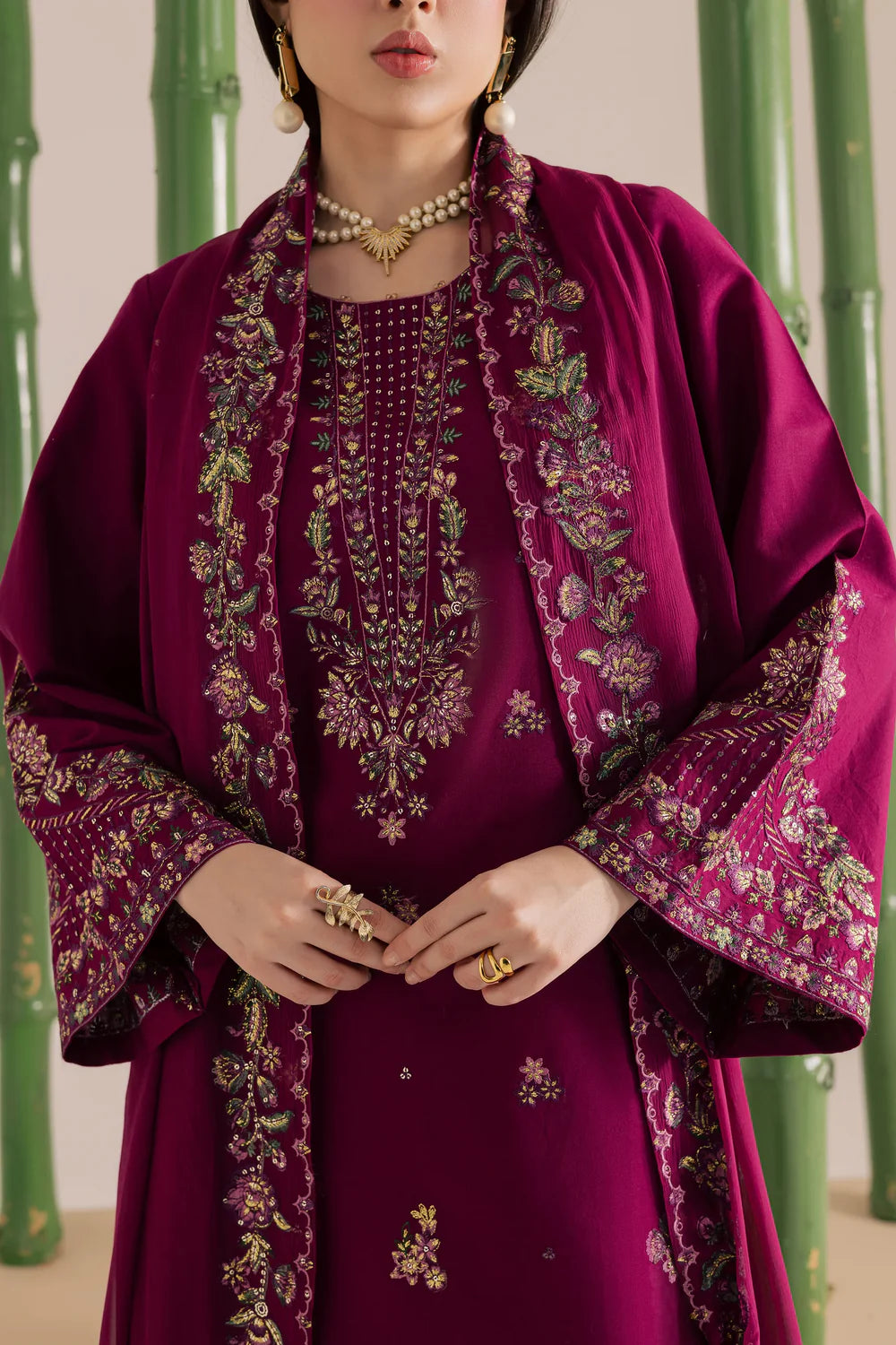 Luxe Plum Edit 3PC Embroidered